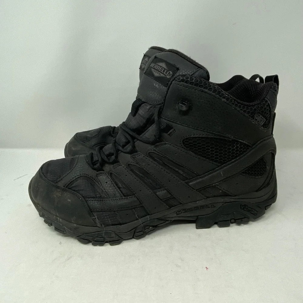 Merrell Tactical Moab 2 Mid Waterproof Boots Mens 13 Black J15853 Vibram Hiking